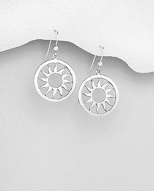 925 Sterling Silver Sun Flower Hook Earrings