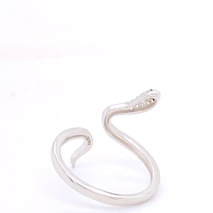 Snake Cuff Ring Decorated with Diamonds