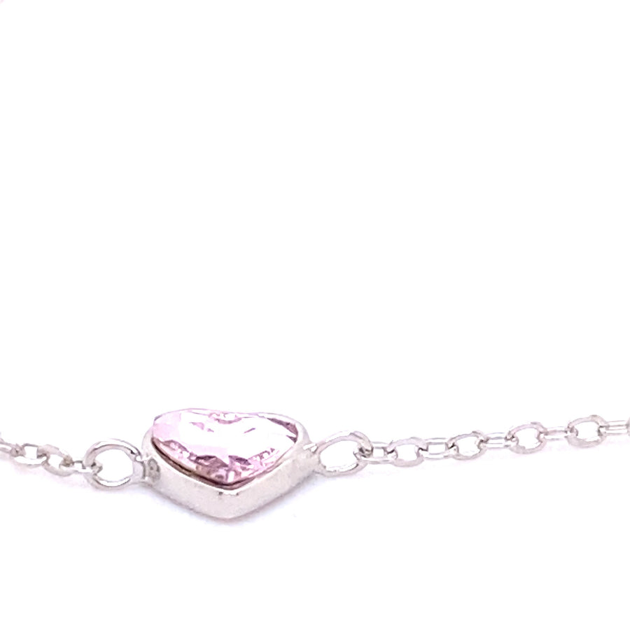 925 Sterling Silver Heart Bracelet Decorated with Fine Austrian Crystals