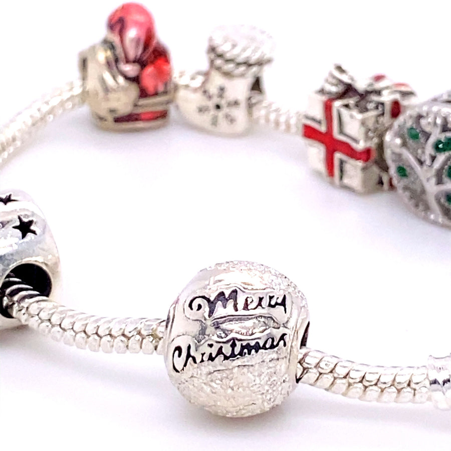 925 Sterling Silver "Merry Christmas" Bead charm