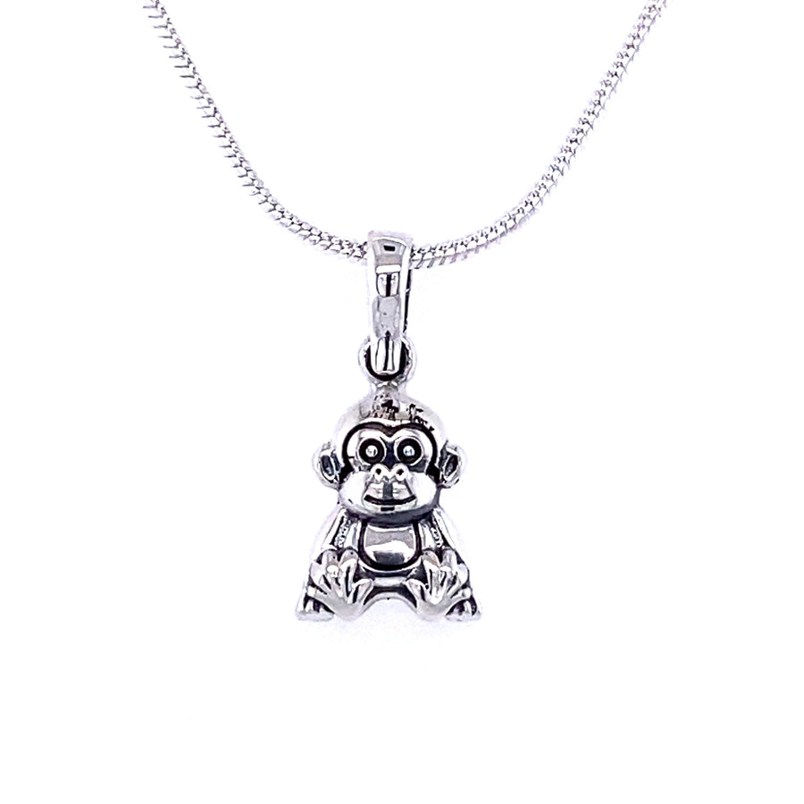 Tiny Monkey Childrens necklace Pendant, 925 Sterling Silver pendant, cheeky monkey birthday gift jewellery, animal pendant, cute accessories