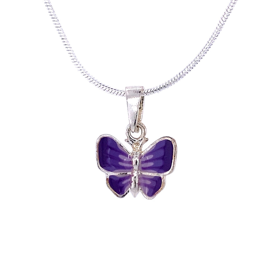 Purple Butterfly Pendant Decorated With Colored Enamel