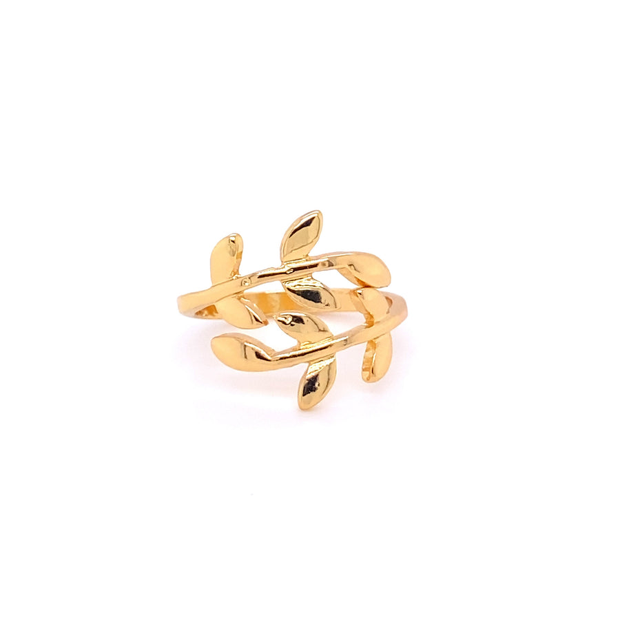 Shiny Gold Leaf Branch Ring, Gold Leaf Ring, Layering Ring, Vine Ring, Laurel Ring, Nature Jewelry, twig ring, branch ring, tree ring,