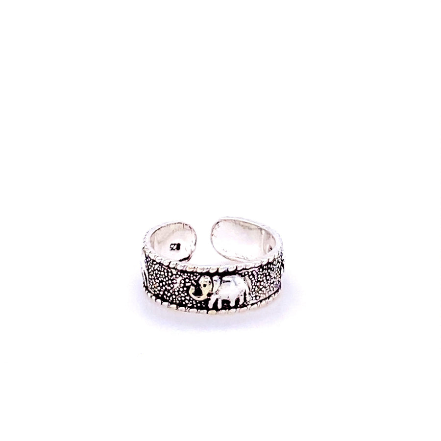 925 Sterling Silver Adjustable Hallmarked Elephant Toe Ring