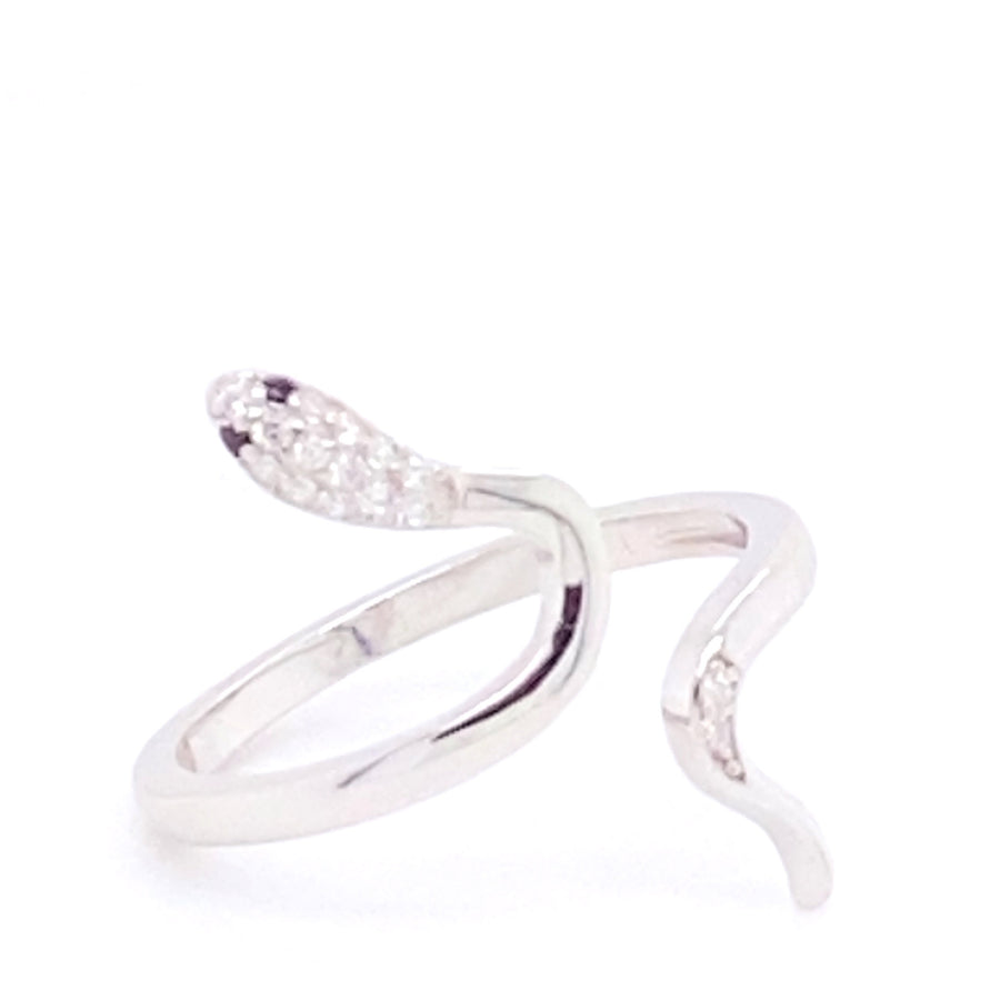 Snake Cuff Ring Decorated with Diamonds