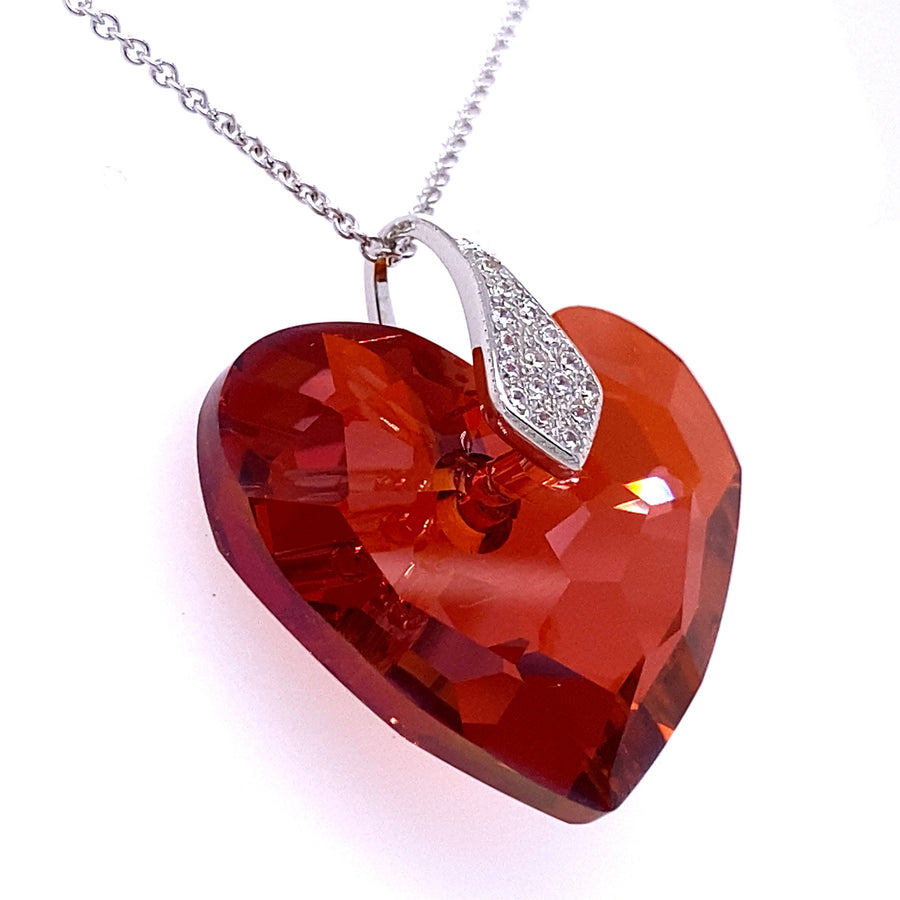 Elizabeth Heart Necklace Decorated with CZ  Diamonds and Fine Austrian Crystal