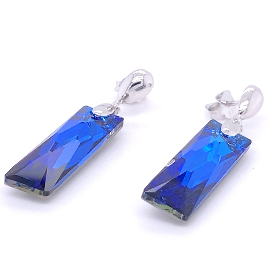 The Oceana Drop Earrings Hallmarked 925 Sterling Silver Push-Back Earrings in Bermuda Blue Decorated with Fine Austrian Crystals