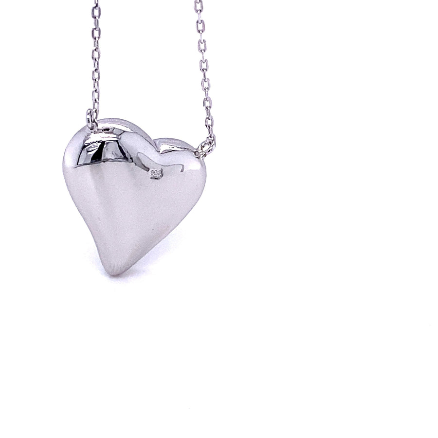 925 Sterling Silver Heart Necklace Decorated with Fine Austrian Crystal