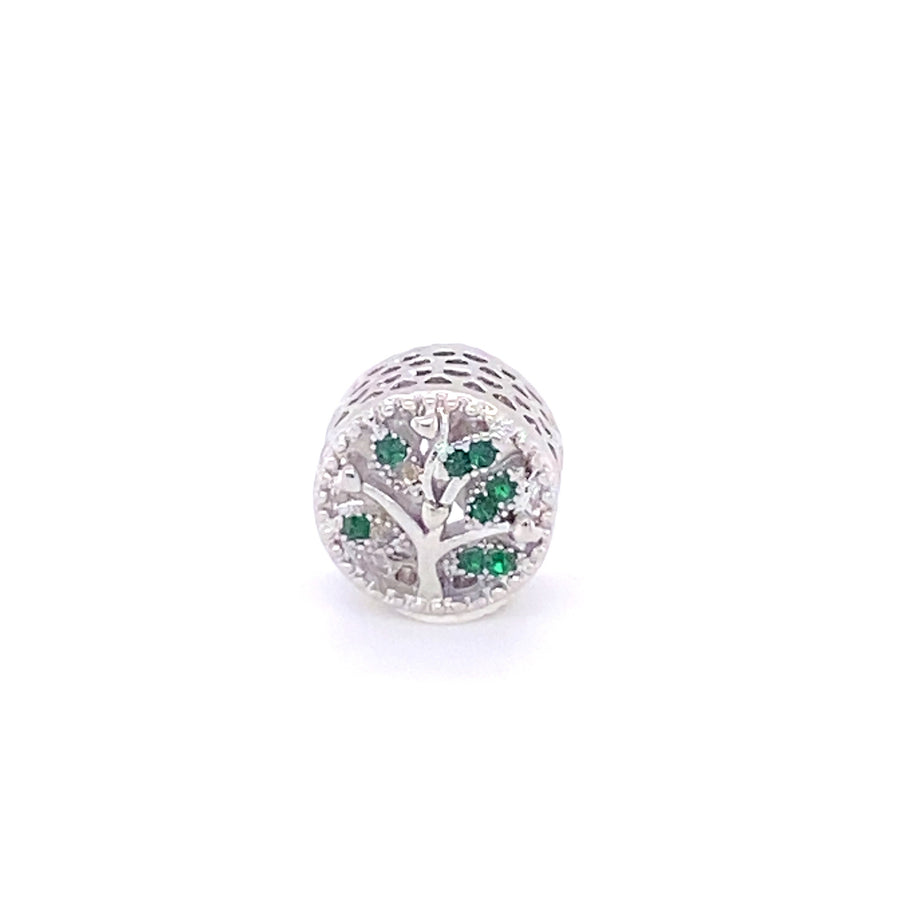 Tree of life charm, beautiful silver or emerald charm, tree charm, flower charm, unique earth charm. mothers day