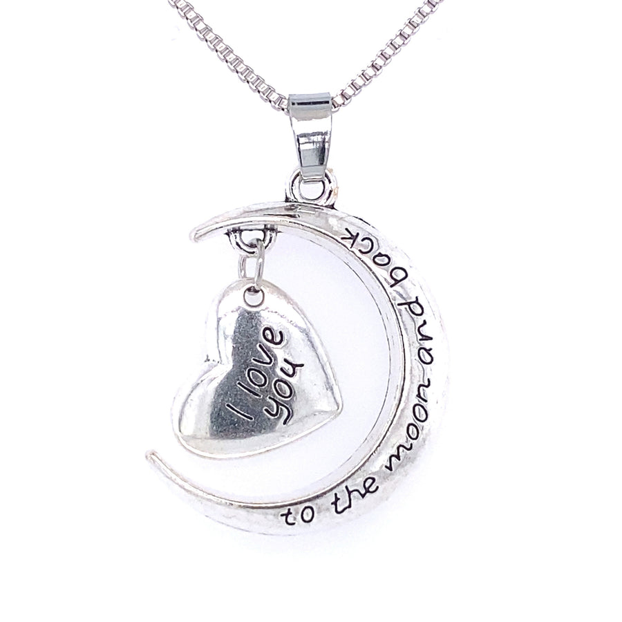 I love you to the moon & back silver necklace