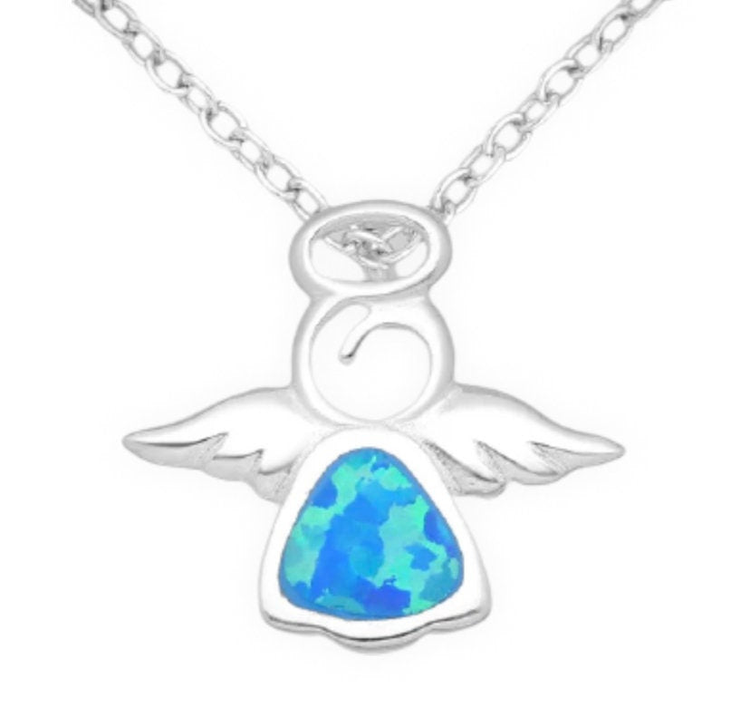 Angel Necklace with lab created Opal