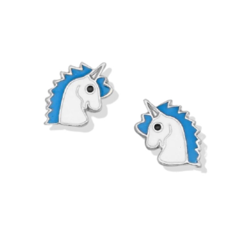 925 Sterling Silver Unicorn Push-Back stud earrings Decorated With Colored Enamel