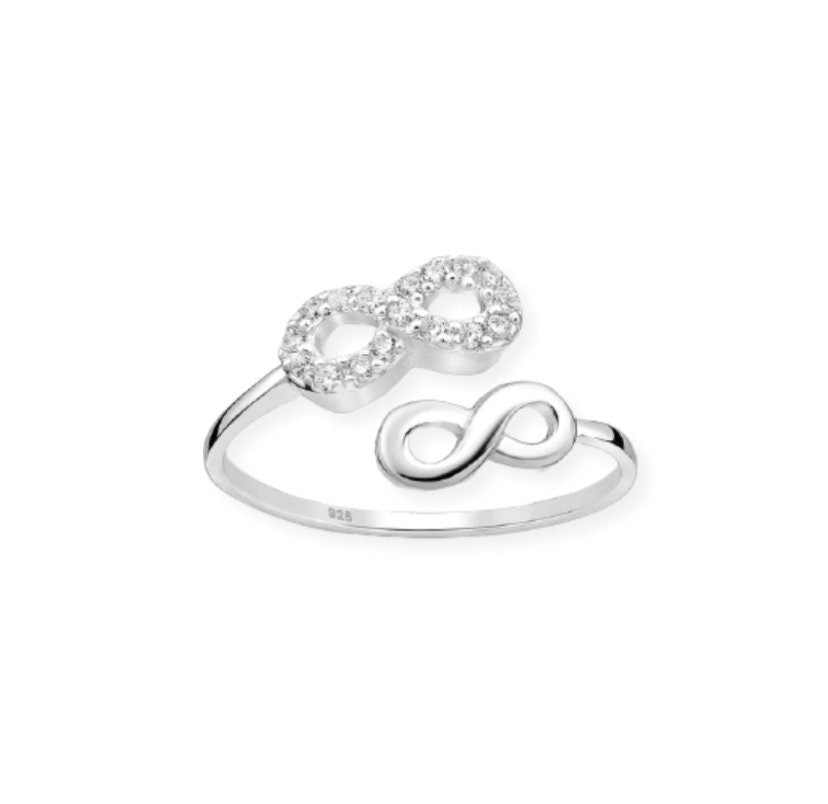 Infinity Ring, Decorated with Cubic Zirconia Simulated Diamonds