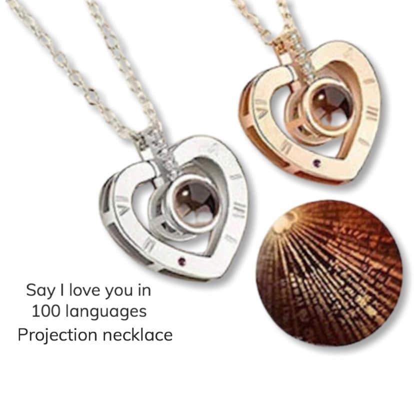 Say I love you in 100 languages Projection Necklace