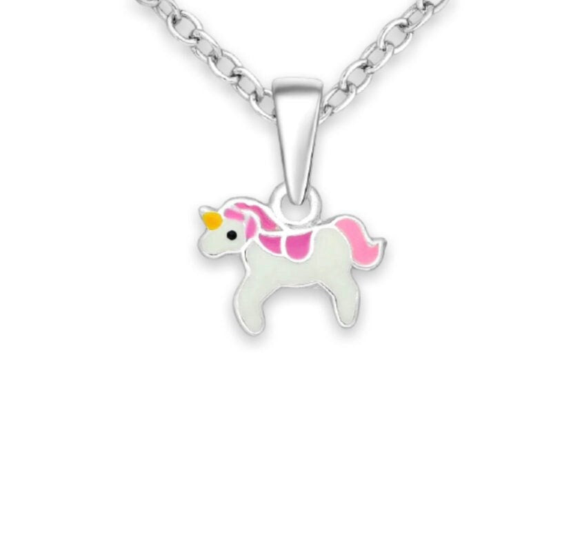 Unicorn Necklace Pendant Decorated With Colored Enamel