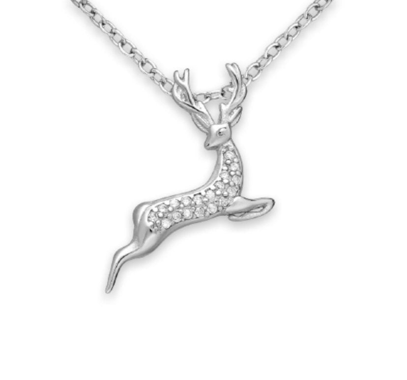 925 Sterling Silver Reindeer Pendant