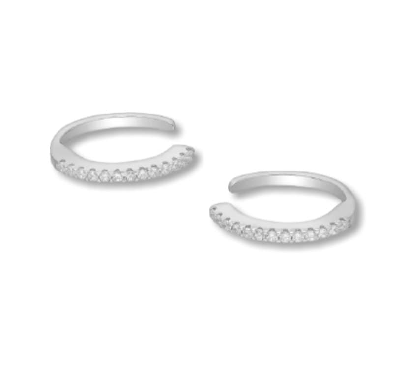 925 Sterling Silver Ear Cuffs, Decorated with Lab Grown Diamonds