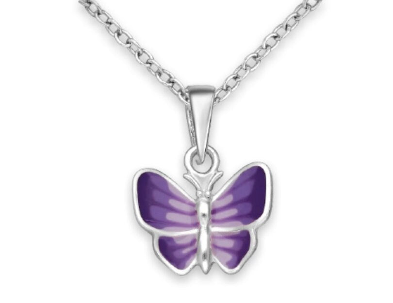 Purple Butterfly Pendant Decorated With Colored Enamel