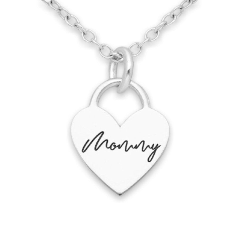 Mommy Love Heart 925 Sterling Silver Necklace Pendant