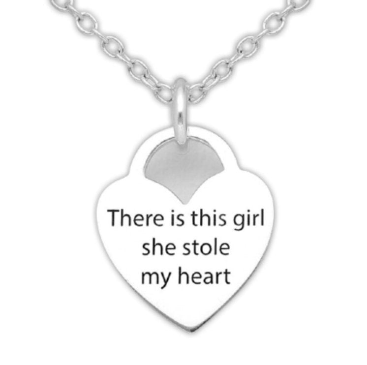 There's this girl who stole my heart, she calls me Mommy love heart necklace pendant, 925 sterling silver hallmarked, daughter gifts