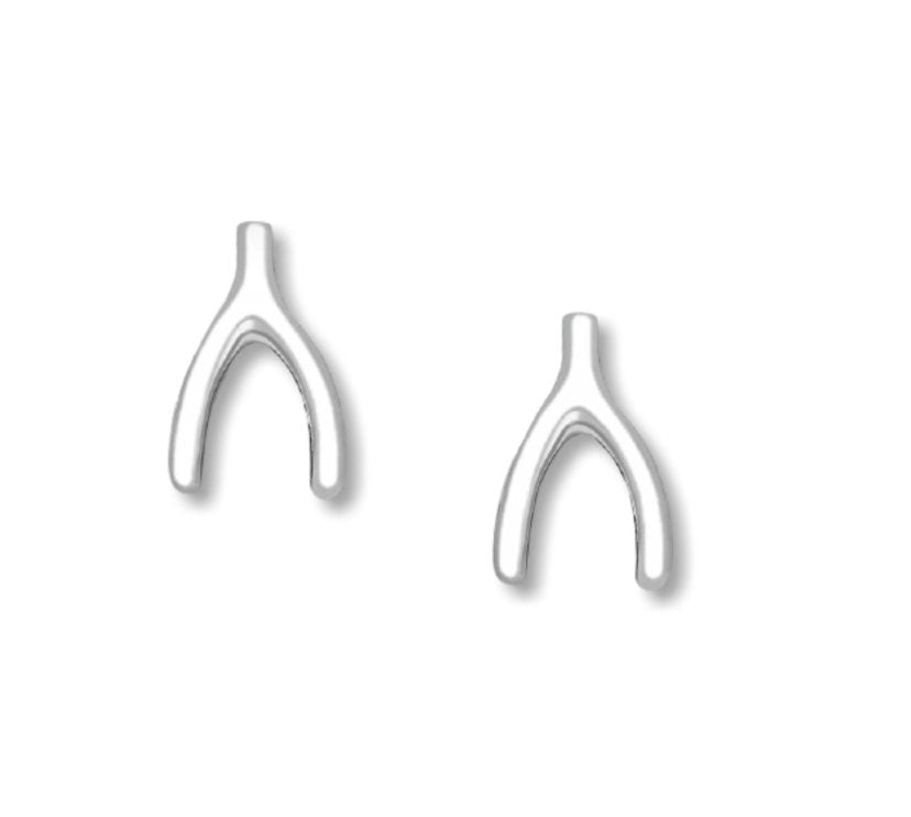 Lucky Wishbone Push-Back Stud Earrings