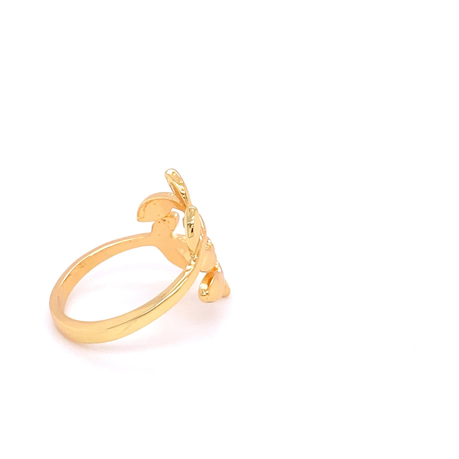 Shiny Gold Leaf Branch Ring, Gold Leaf Ring, Layering Ring, Vine Ring, Laurel Ring, Nature Jewelry, twig ring, branch ring, tree ring,