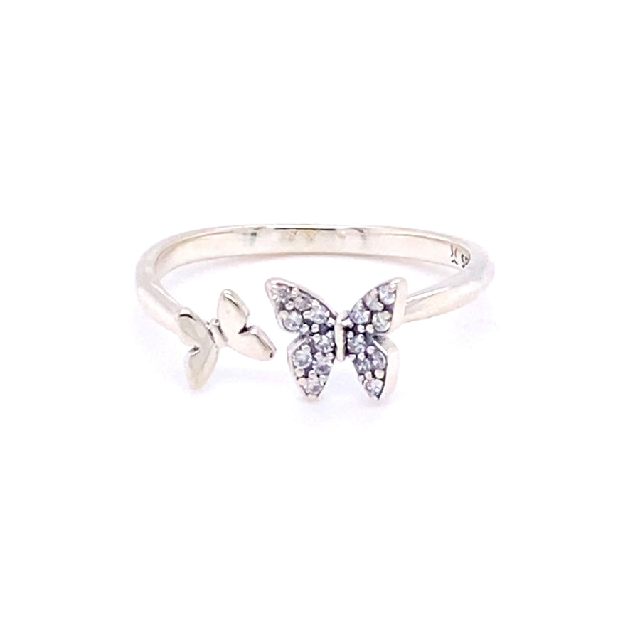 S925 Sterling Silver Butterfly Ring, 925 silver, double butterfly sparkle ring, promise ring, freedom ring, pretty adjustable friendship