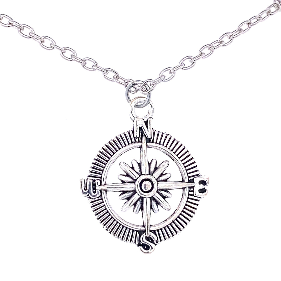 Silver Plated Compass Necklace, Direction Necklace, Travel Necklace, NWSE Necklace, Holiday vibes necklace, bohemian necklace, style fashion