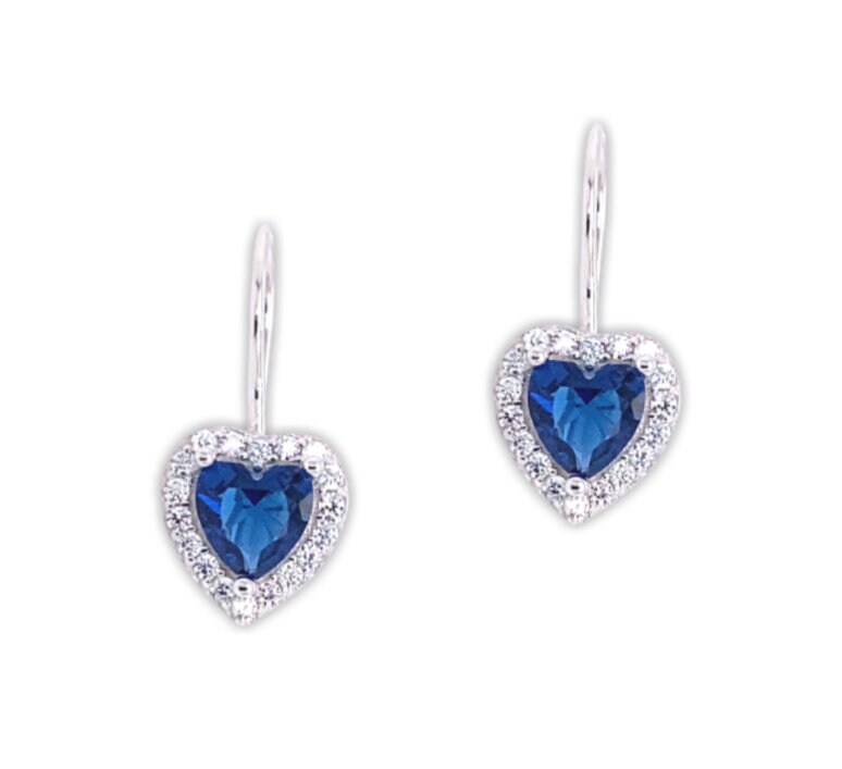 Halo Heart Kidney Earrings, Decorated with Diamonds