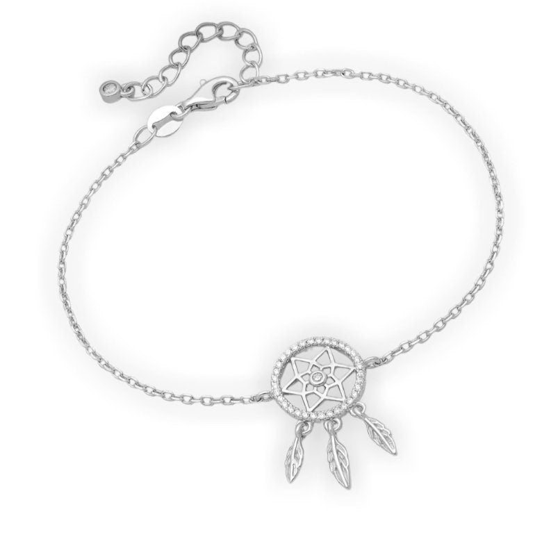 Dream Catcher Bracelet Decorated with Diamonds