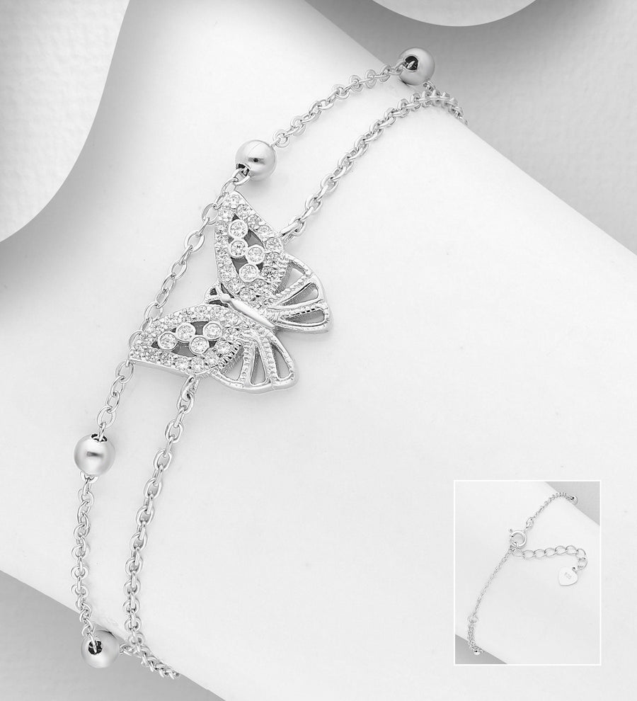 Kylie Butterfly Bracelet, Decorated with Diamonds