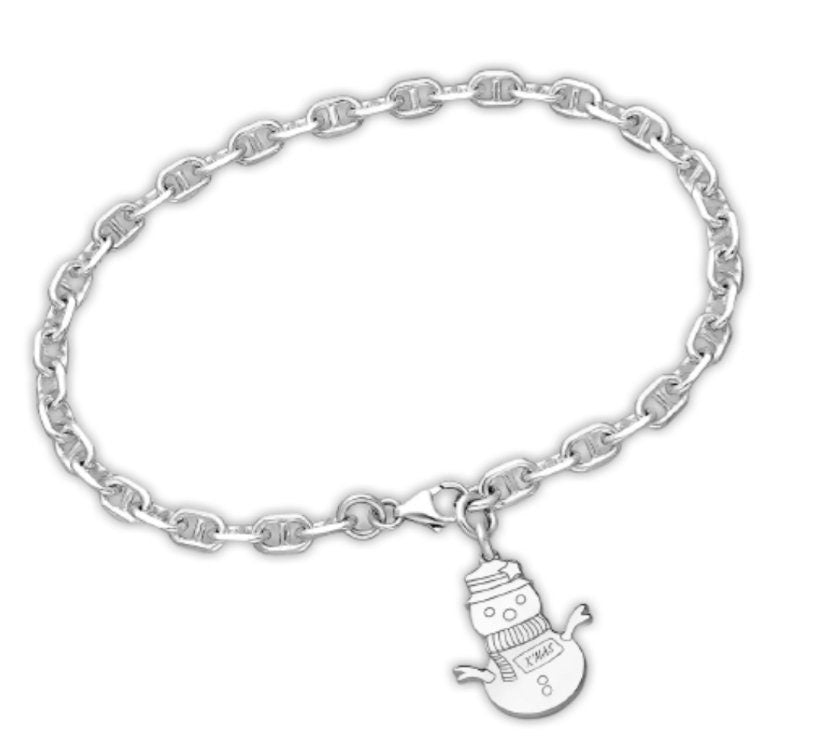 925 Sterling Silver Snowman Bracelet