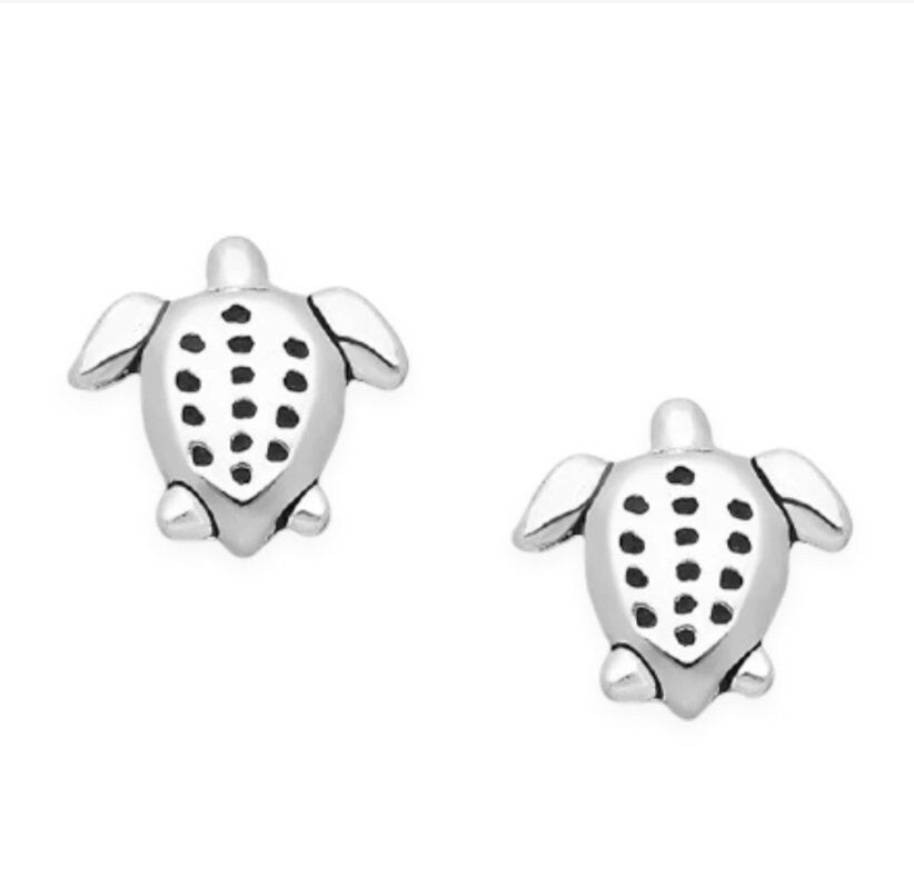 Turtle 925 sterling silver  hallmarked push back stud earrings for children or adults, ocean animal earrings, cute fun sea life earrings