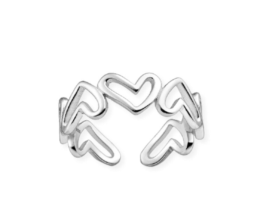 925 Sterling Silver Adjustable Heart Ring