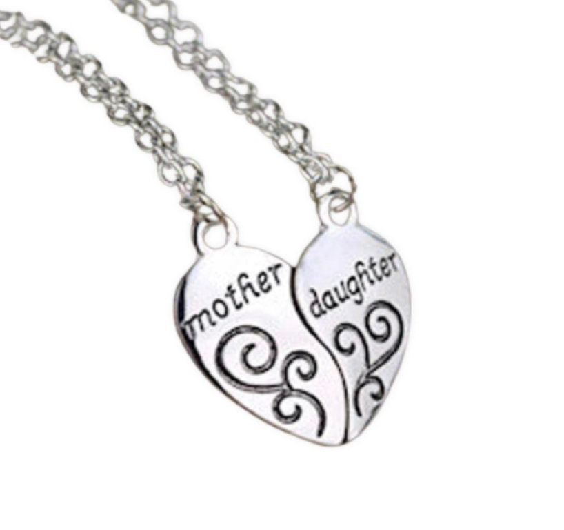 Mother and Daughter Heart Necklaces