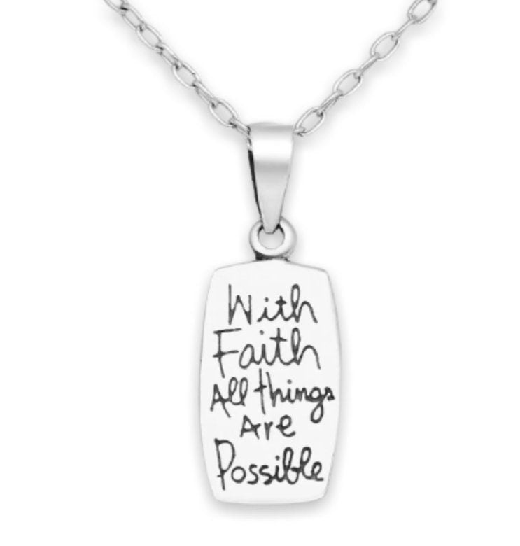 "With Faith All Things are Possible" Positivity gift necklace