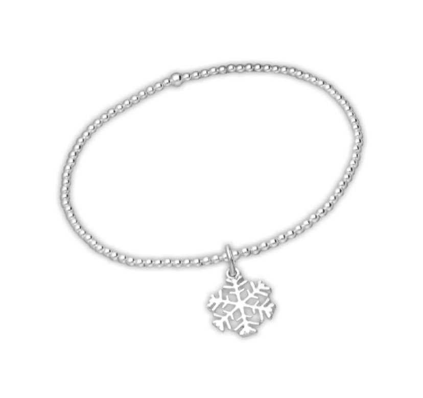 925 Sterling Silver Snowflake and Ball Stretch Bracelet