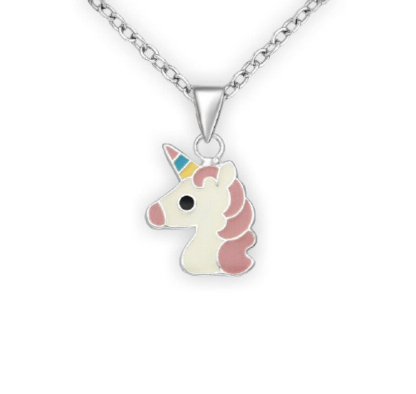 Unicorn Pendant Decorated with Colored Enamel - Rainbow