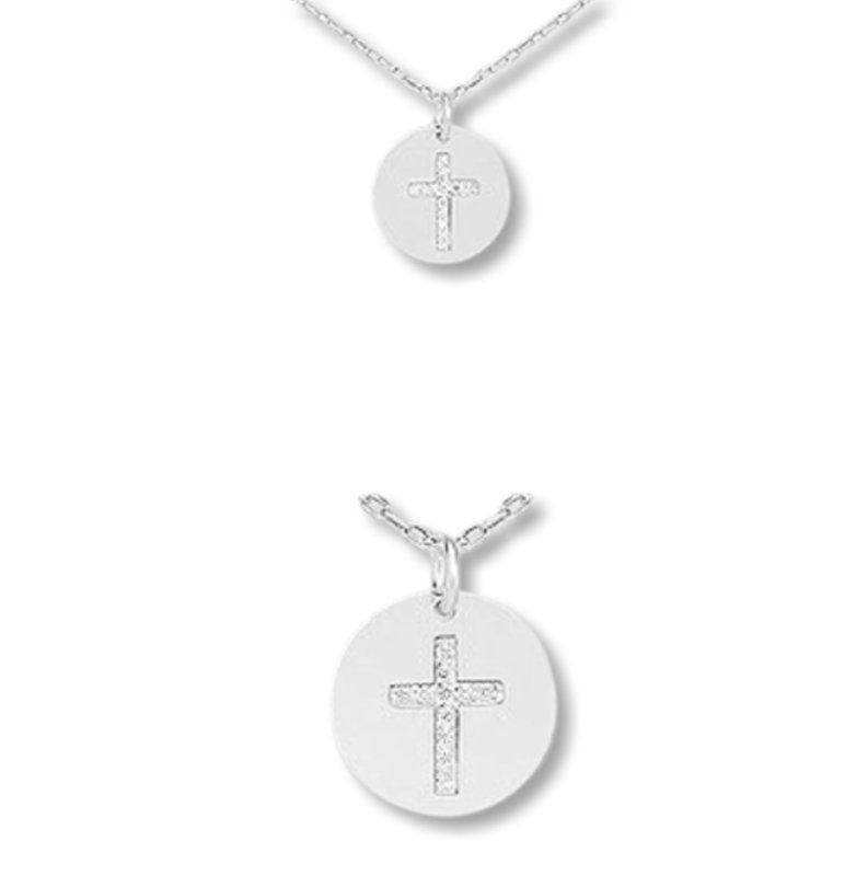 925 Sterling Silver Cross Pendant Decorated with Lab Grown Diamonds