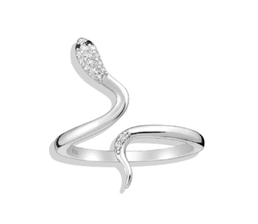 Snake Cuff Ring Decorated with Diamonds