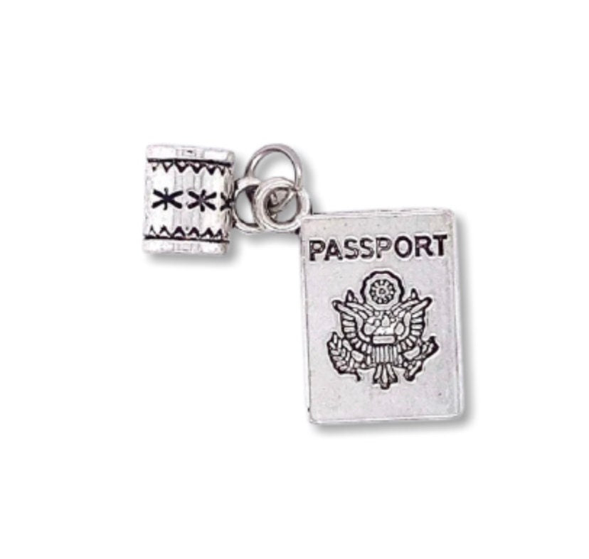 Silver Passport Charm, travel charm, wanderlust charm, passport accessory, cute charm. mothers day