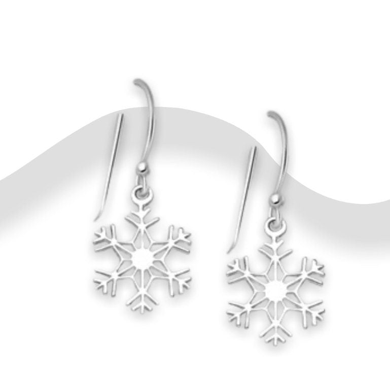 925 Sterling Silver Snowflake dangle Hook Earrings