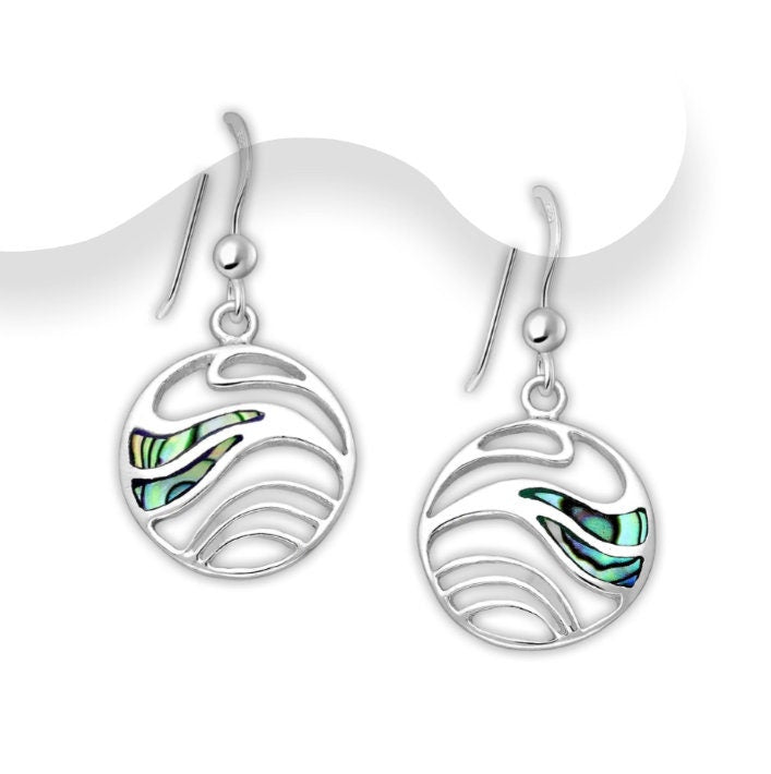 925 Sterling Silver Wave Hook Earrings Decorated with Shell