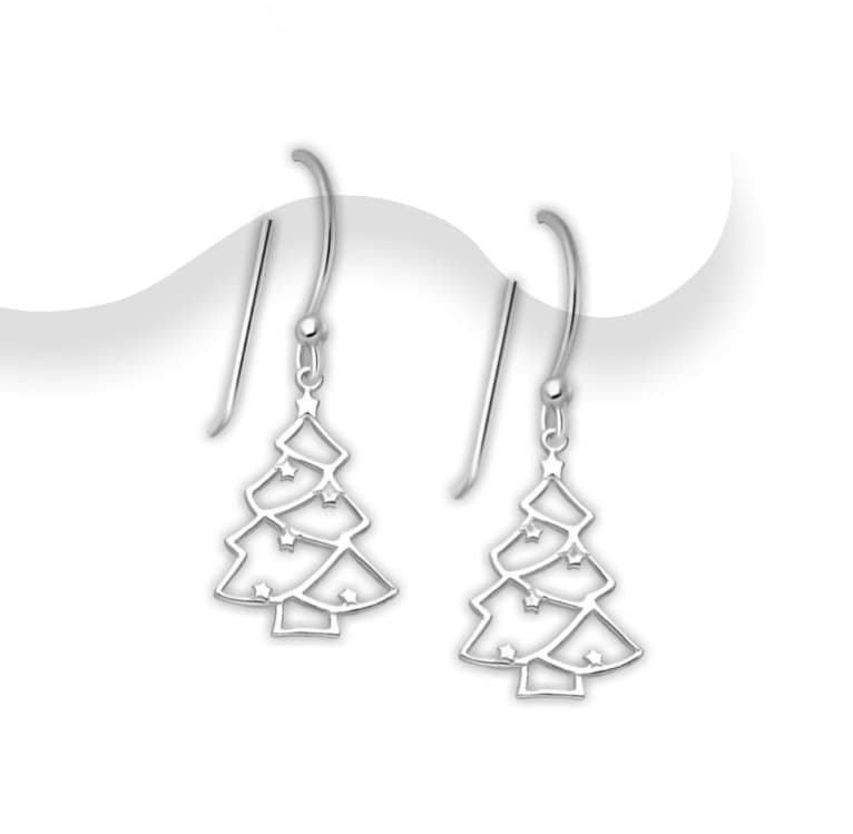 925 Sterling Silver Christmas Tree Hook Earrings