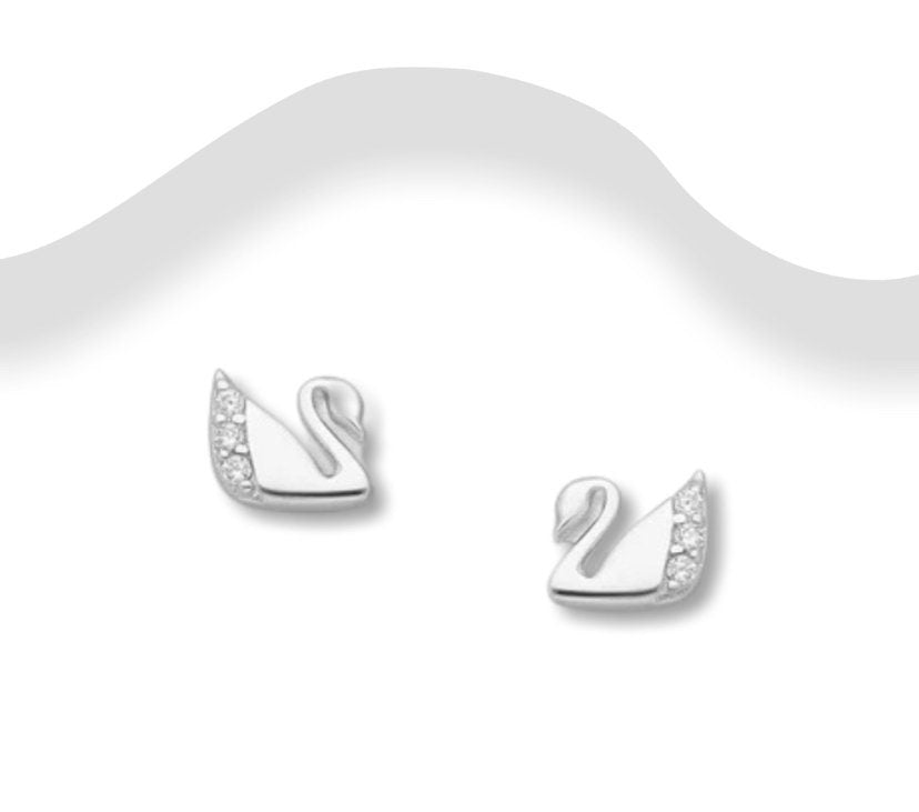 Real 925 sterling silver swan earrings, for her or for children a beautiful gift idea with silver hallmarks, duck earrings, pond earrings