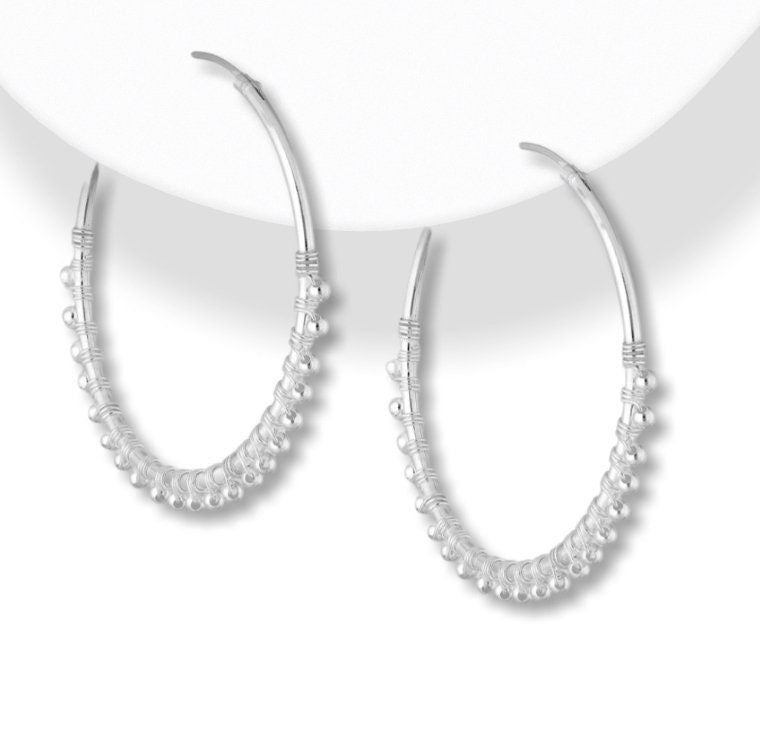 925 Sterling Silver Ball Hoop Earrings