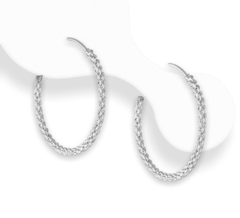 925 Sterling Silver Patterned Hoop Earrings