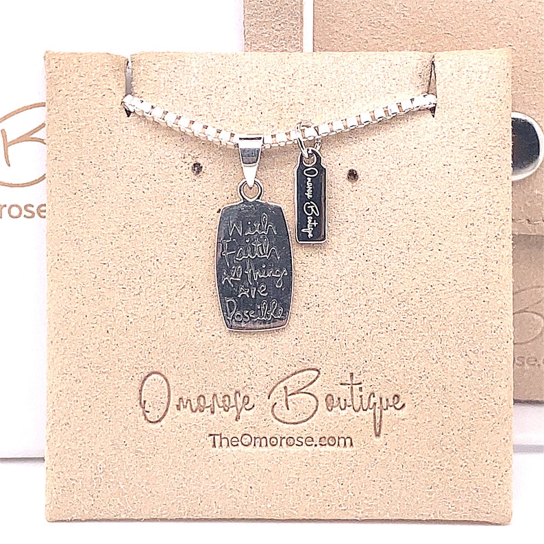 "With Faith All Things are Possible" Positivity gift necklace